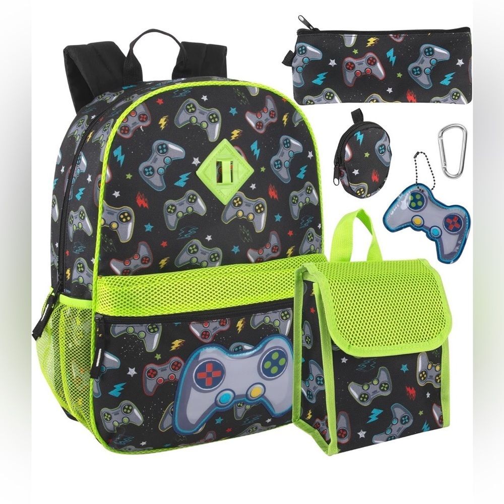 Trail maker Boys 6 in 1 School Backpack Set w/Lunch Box Pencil Case n more